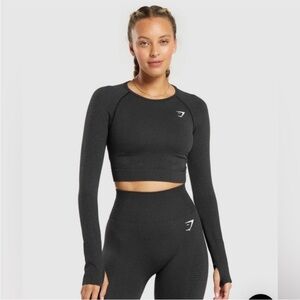 Gymshark Vital Seemless Black Long Sleeve Crop Top size M